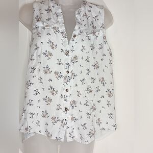 2/$30 Delicate Blooms:Button-Down SIRENLILY Ruffled Floral Summer Blouse(#1,097)